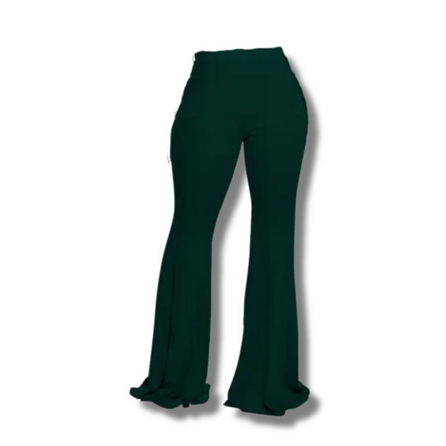 Ql2 Donna Dark Green STRETCH COTTON FLARED PANTS for Women Online