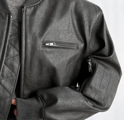 Vegan Leather Cropped Bomber Jacket